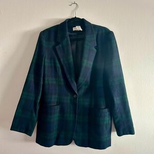 White Stag Green and Blue Plaid Blazer